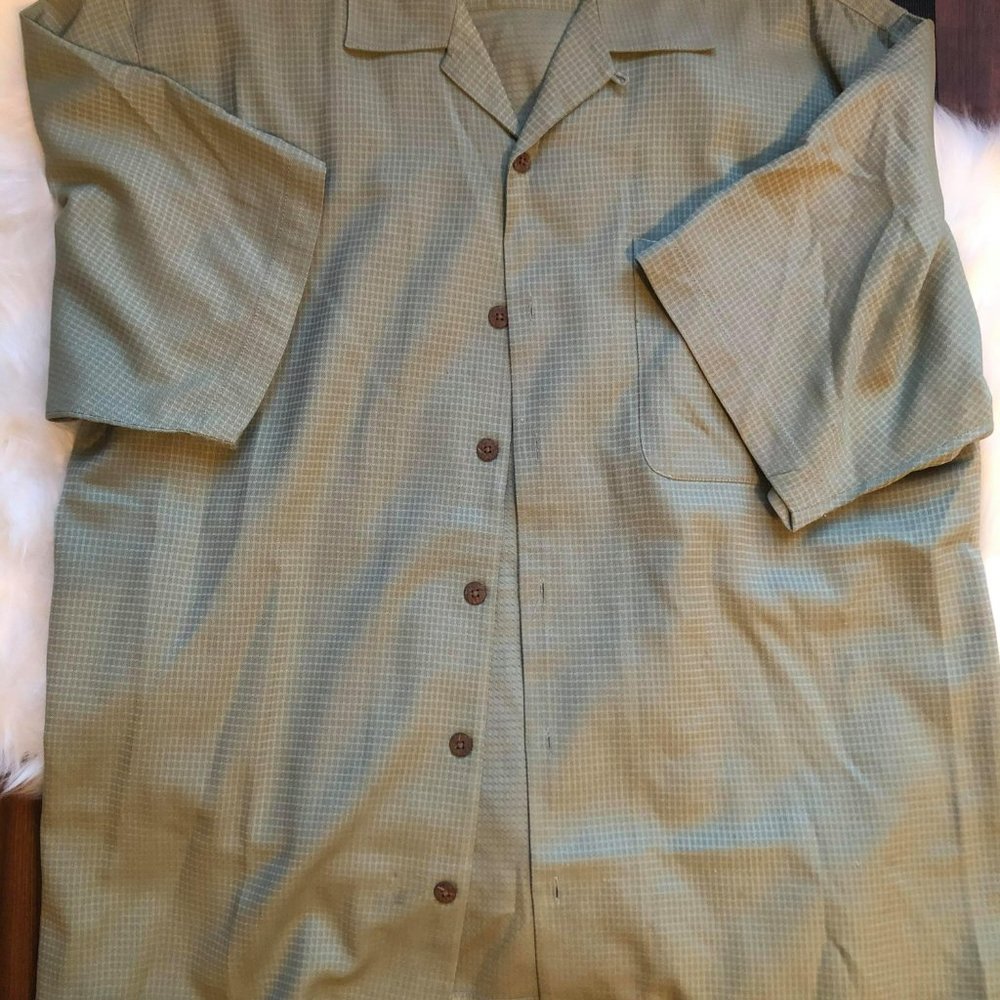 Vintage Tommy Bahama Green Checkered Hawaiian